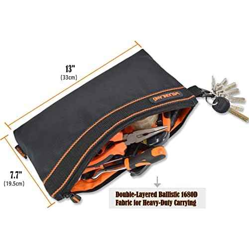 WELKINLAND 4-Packs Small tool pouch, Heavy-Duty Tool pouches, Electrician tools pouch bag, Tools pouches w/clip, Small Zippered tool bag