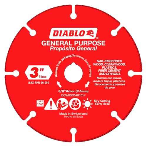 Diablo Carbide Grit Multi-Material Cut-Off Disc with Reinforced Steel - Segmented, 3" Diameter, 3/8" Arbor, 1/4" Hub - DCW030CAR101F