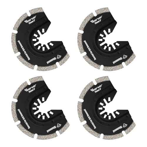 Diamond Oscillating Saw Blades 4PCS, 3'' Universal Multitool Blades for Grit Grout Removal, Quick Release Multi Tool Kit for Tile, Air Brick, Cement, Concrete, Masonry