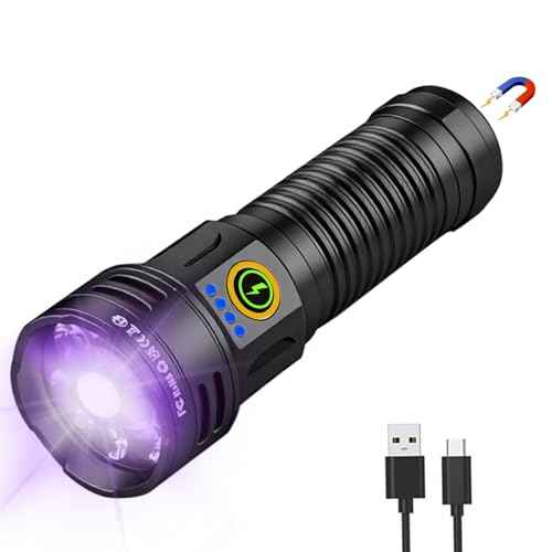 2-in-1 365nm UV Flashlight & High Lumens LED Flashlight, 7 Modes, 18H Runtime, Waterproof, 6 LED Rechargeable Black Light for Pet Urine Detection, Curing Resin, Outdoor Emergencies, Scorpion Hunting
