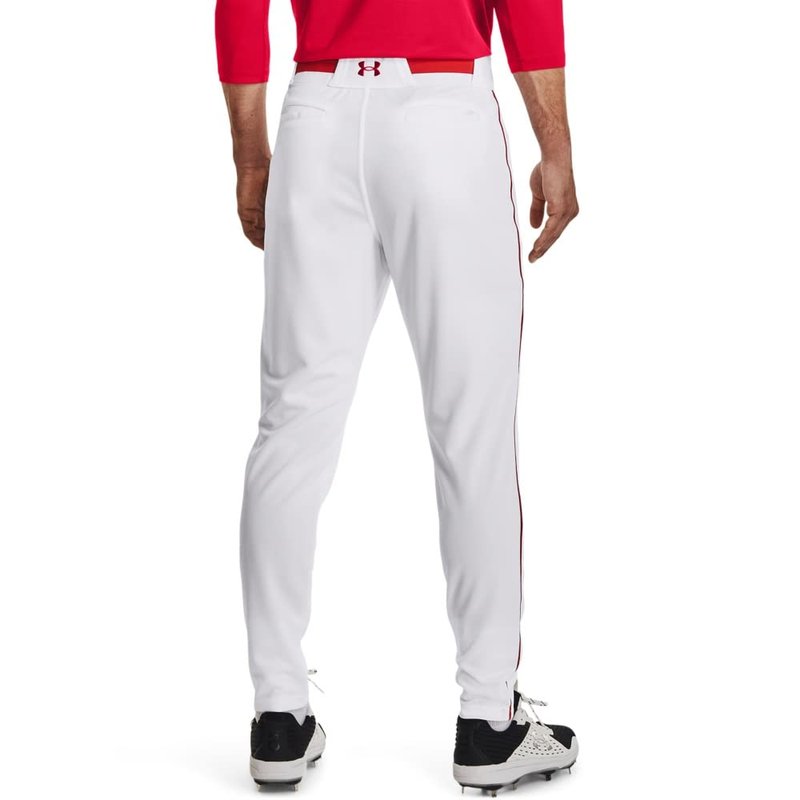 Under Armour Men's Utility Baseball Straight Leg Pant Pipe 22, (103) White/Red/Red, X-Large