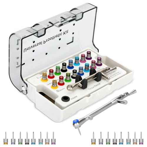 Dental Implant Torque Wrench Set Universal Prosthetic Kit Dental Implant Kit with Torque Adjustable Ratchet Screwdrivers 16pcs, Fully Autoclavable,10-70Ncm, Secure/Disassemble Implant Restorations