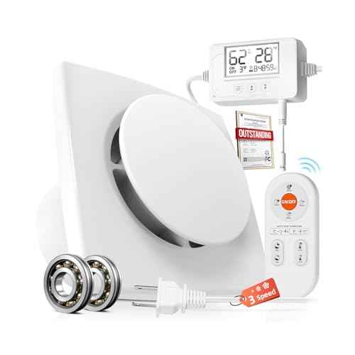 3 Speed Bathroom Exhaust Fan with Humidity Sensor & Remote Control, Timer Humidity & Temperature Control Quiet Upgraded 2600RPM Bathroom Fan for Attic Basement Garage P119A(4 inch Exhaust Fan)