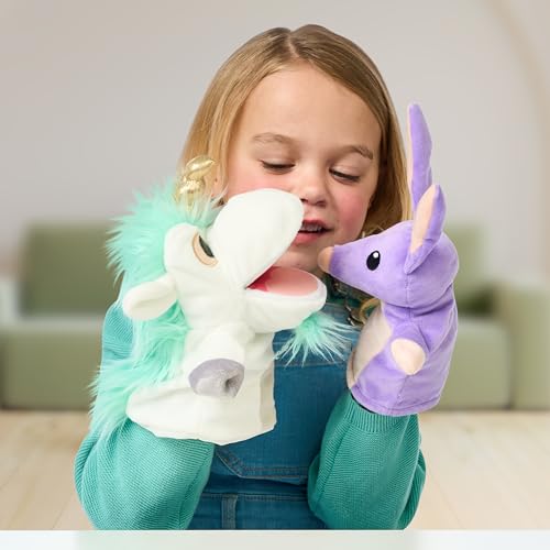 Bluey Unicorse and Bob Bilby Plush Puppet Pack of 2, 8-9”, Soft, Animal Puppets Made for Little Hands, Cuddly Puppets for Kids Ages 3+