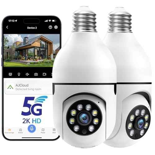Light Bulb Security Cameras Outdoor, 5G&2.4GHz WiFi Lightbulb Wireless Outdoor Security Camera for Home Security, Two-Way Talk,Color Night Vision, Light Socket Camera Work with Alexa (2Pcs)
