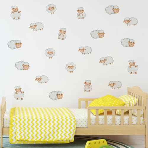 Cute Cartoon Sheep Wall Decals Sheep Wall Stickers Children's Baby Room Kindergarten Nursery Wall Decor Pegatinas para Pared