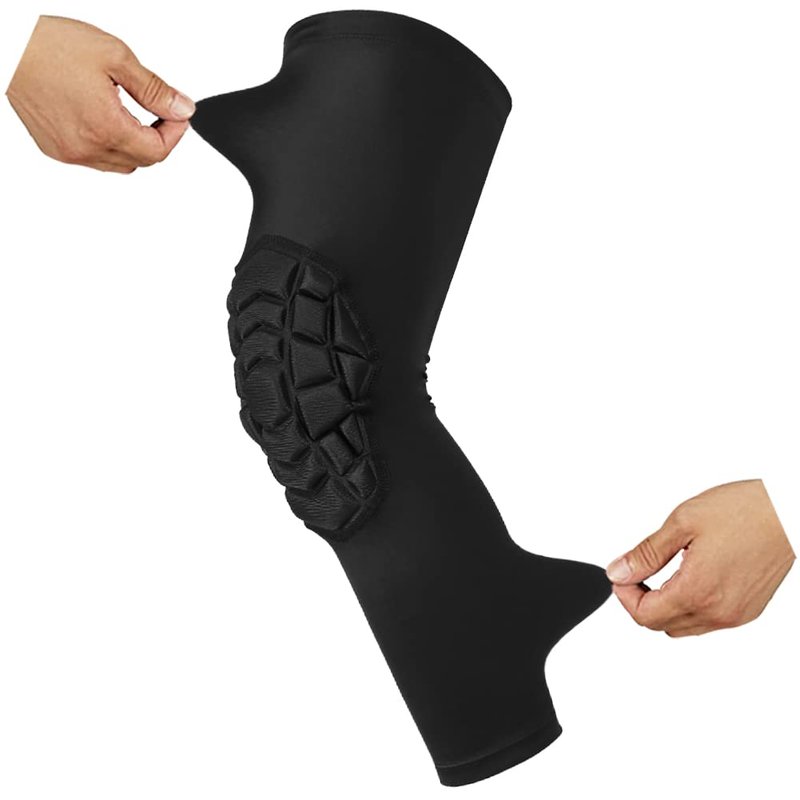 SZKANI Knee Pads Compression Leg Sleeve Knee Sleeve for All Sports Wrestling Protector Gear, 1 Pair of Knee Paded(Black_2 Pack, Large)