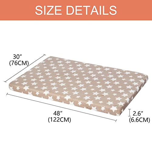 EMPSIGN Supportive Dog Bed (122x76x7.6cm), Dog Crate Mat Reversible (Cool & Warm), Removable Washable Cover, Waterproof Liner & High Density Foam, Pet Bed Mattress for Small to XX-Large Dogs, Beige, Star