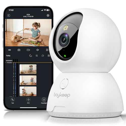 BoyKeep Indoor Camera, 2K Cameras for Home Security with Motion Detection, Pet Camera Indoor with Phone App, Color Night Vision, 2-Way Audio, Cloud/TF Card Storage, Compatible with Alexa