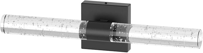 Tipace Black LED Crystal Bathroom Vanity Light Fixtures,Modern Wall Sconces Bubble Glass Wall Lights,6000K Wall Lamp for Bathroom,Living Room, Bedroom,Hallway