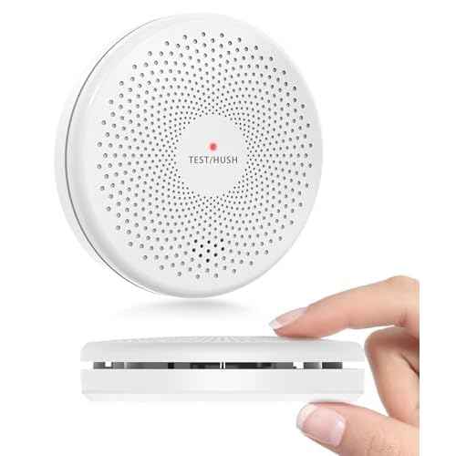 Smoke Detector Carbon Monoxide Detector Combo, 10-Year Battery Ultra-Thin Smoke & CO Alarm with Large Test/Silence Button, Adhesive & Screws Included