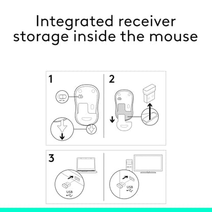 Logitech M185 Wireless Mouse, 2.4GHz with USB Mini Receiver, 12-Month Battery Life, 1000 DPI Optical Tracking, Ambidextrous, Compatible with PC, Mac, Laptop - Grey