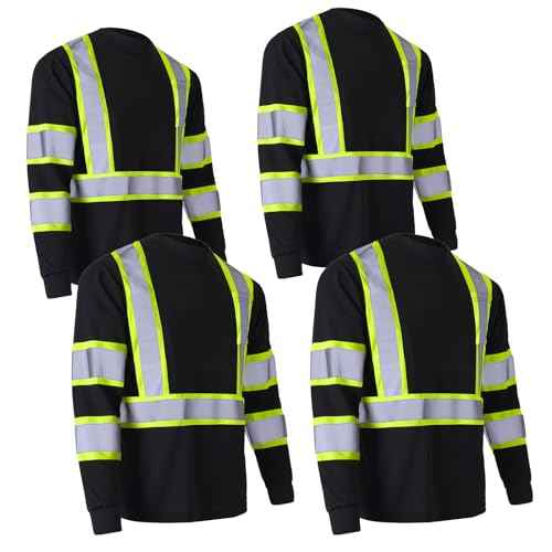 Apparel High Visibility Shirts, Long Sleeve Hi Vis Reflective Safety Shirts with Pocket for Men