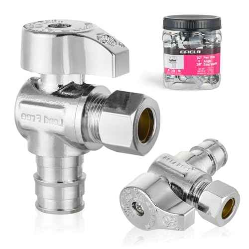 Pro 10-Pack EFIELD Stop Angle Valve Pex-A 1/4 Turn, 3/8" OD Compression X 1/2" Pex-A Expansion, Chrome Plated LF Brass, Heavy Duty,(VALVE378)