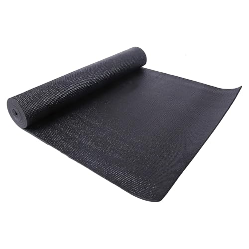 Fitvids All-Purpose 1/4-Inch High Density Anti-Tear Exercise Yoga Mat with Carrying Strap, Black