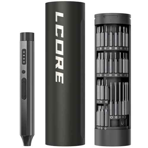 LCORE electric Screwdriver set, 3.7V Cordless Screwdriver Set,ED1 PRO 67-in-1 Power Screw Driver, Max 0.35N.m,62 Magnetic Bits, LED Light,4 Torque, for Electronics, Phones, Cameras, Laptops, Watches