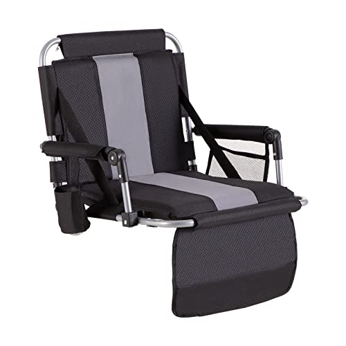 GREEN PARTY Stadium Seat for Bleachers Portable Outdoor Floor Folding Stadium Chair with Armrest, Back Support, Cup Holder, Mesh Bag and Hide Hooks