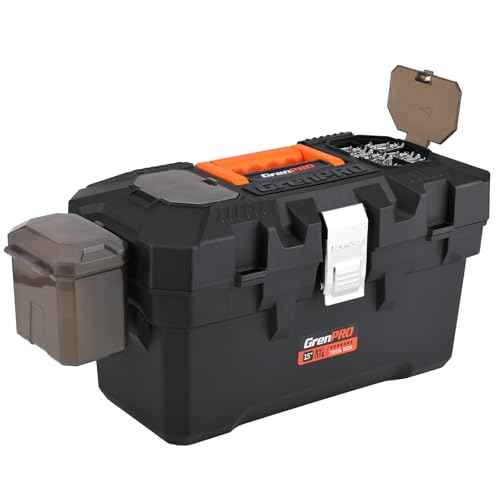 Tool Box Organizer Small 15inch, Mini Toolbox Organization with Handle, Portable Tool Box PLUS an Exclusive Side-Mounted Parts Box, Plastic Tool Storage