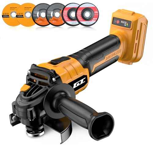 Cordless Angle Grinder Compatible with Dewalt Battery 20V Max, 4-1/2 Inch Power Electric Angle Grinder Tool with Handle, 6 Discs for Grinding, Cutting, Polishing