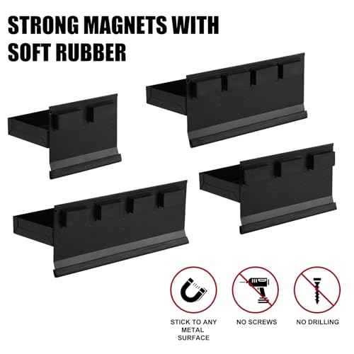 Mayouko 4PCS Magnetic Tool Parts Tray Shelf Set, Magnetic Storage for Toolbox, Tool Box Accessories for Van Workshop, Garage,Toolbox, Tool Chest, 6",8",10",12" Magnetic Tray
