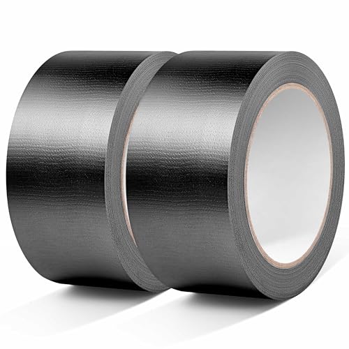 Black Duct Tape Heavy-Duty Waterproof Duct Tape- Strong Adhesive, Waterproof, Residue-Free, 2 Inches x 22 Yards, for Repairs and Industrial Use (2-Pack)