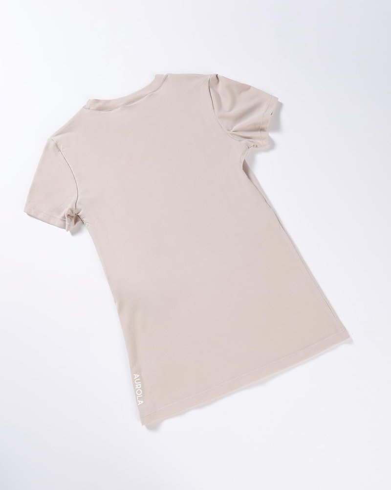 AUROLA Everyday Fitted T-Shirt for Women,Crew Neck Basic Short Sleeves T ShirtCrop Tops Modal Slim Fit Tee (Begei,S)
