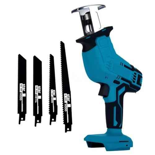 Reciprocating Saw for Makita 18V LXT Battery, One-Handed Cordless Recipro Saw 0-3000 RPM Variable Speed, Easy Blade Change, 4 Blades for Wood/Metal/PVC Cutting(No Battery)