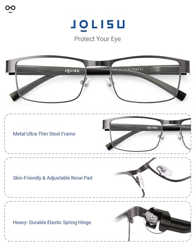 JOLISU 5PCS Reading Glasses Men - Blue Light Blocking Computer Metal Thin Frame Readers For Mens/Women（3.00）