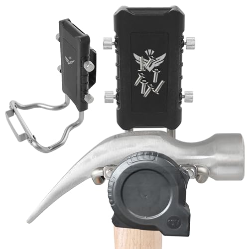 3 in 1 Magnetic Tool Holder, Drill Belt Clip Tape Measure Holder, Hammer Holder, for Nails, Hammer, Spanner and Any Magnet Hardware, for Drill, Nailer, Tape Measure, or Tools with Hanger Clips