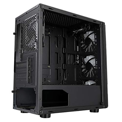 CiT Flash ARGB PC Gaming Case, Micro-ATX, 4 x 120mm ARGB Rainbow Fans Included, Tempered Glass, LED Button, 8 Fan Support, Water-Cooling Ready | Black