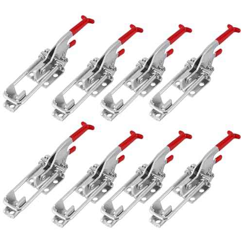 8 Pack Heavy Duty Toggle Clamp Latches 431 Type, 2000Lbs Holding Capacity Adjustable Latch U Bolt Self Lock Toggle Latch Smoker Lid Latch for Tire Carrier Latch Trailer Latch Door Latch Hardware