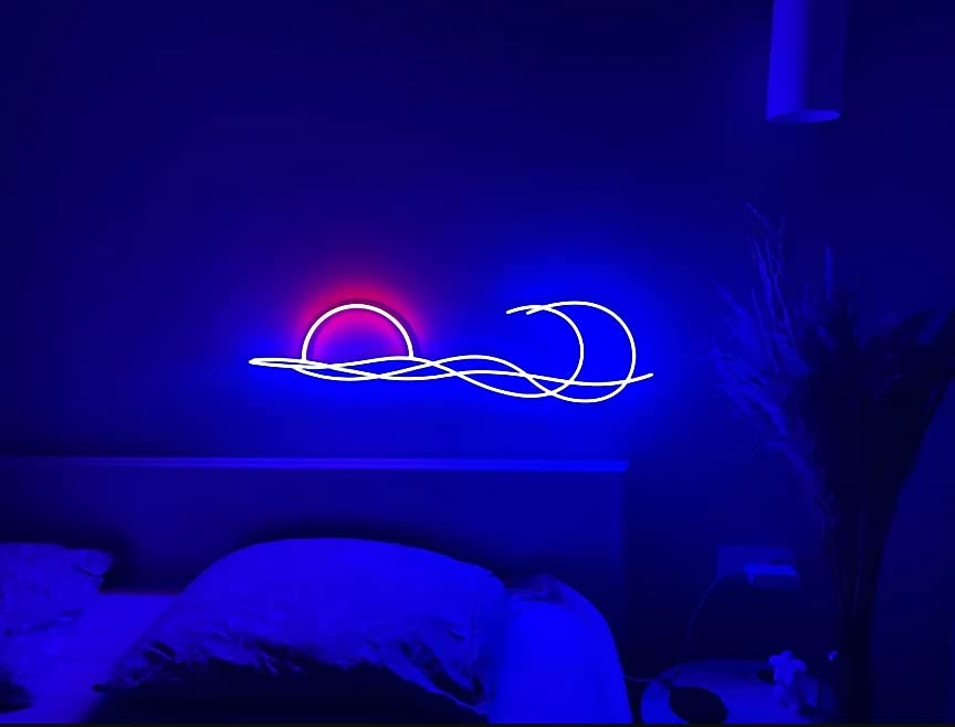 LED Decorative Lights USB Mountains Sunrise Sunset Led Neon Signs Home Decoration Wall Art Holiday Gift Brightness Adjustable 16.5''x11.8''