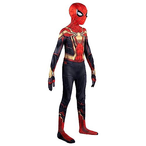 Marvel Integrated Spider-Man Official Youth Deluxe Zentai Costume - Deluxe Two-Way Stretch Spandex with Invisible Zippers and Wrist Openings for Added Convenience (L) Multi