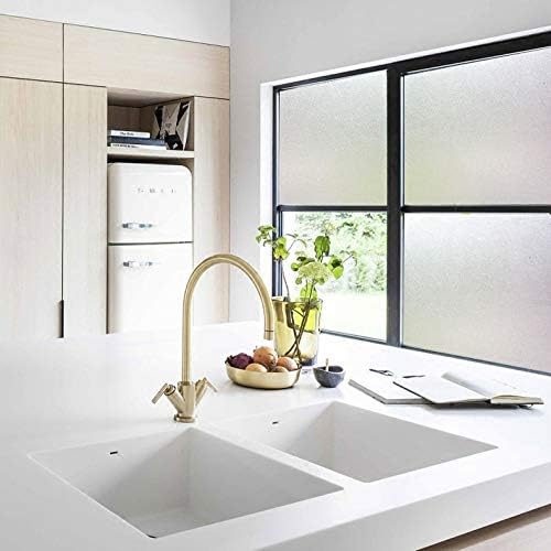 Ismoon Frosted Contact Paper 17.7''x118'' Window Privacy Film Frosted Glass Self-Adhesive Paper Removable Protective Film Waterproof Liner Drawer Shelf Kitchen Cabinet Desk Fridge Roll