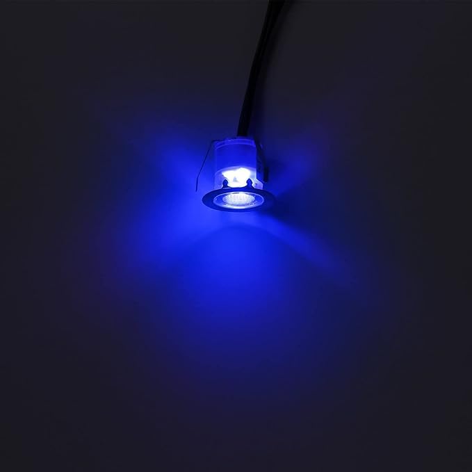 Low Voltage LED Deck Light Kit Stainless Steel Waterproof Recessed Wood Decking Stairs Garden Yard Patio Decor Lamp Outdoor Black Border LED Lighting (Blue, 20pcs)