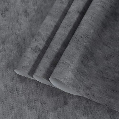 Concrete Wallpaper 15.7 in x 118 in, Peel and Stick Vinyl Cement Concrete Contact Paper for Walls Cabinets, Waterproof Removable Textured Wallpaper
