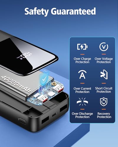 Portable Charger Power Bank - 15000mAh Fast Charging Powerbank Travel Camping Essential Battery Pack with Built in 22.5W Output Cable Compatible with iPhone 17 16 15 14 13 Samsung Google iPad, 1 Pack