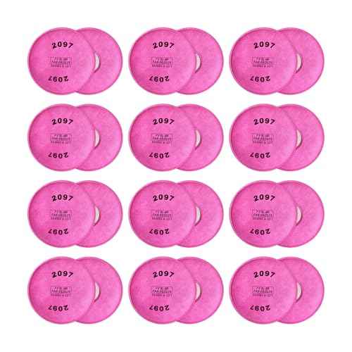 24 Pack(12 Pairs) 2097 P100 Respirator Filter Cartridge for 6000 6200 6800 7000 FF-4 Series Particulate Mask Filters, Use for Against Dust&Torch Cutting