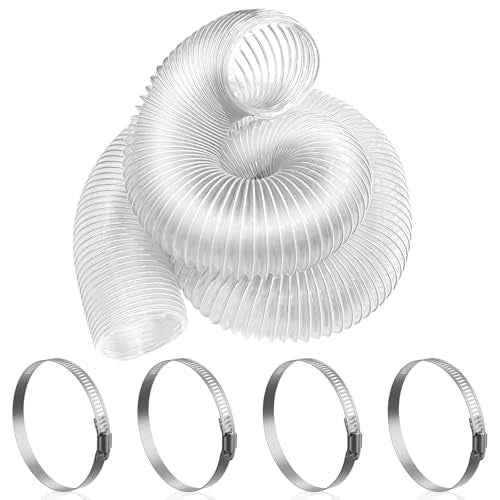 Hon&Guan 4" x 10' Dust Collection Hose, Flexible Clear Odorless PVC Dust Collector Hose with Carbon Steel Wire, Puncture Resistant Dust Hoses for Woodworking Dust Collecting System