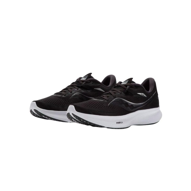 Saucony Men's Ride 15 Sneaker, Black/White, 10