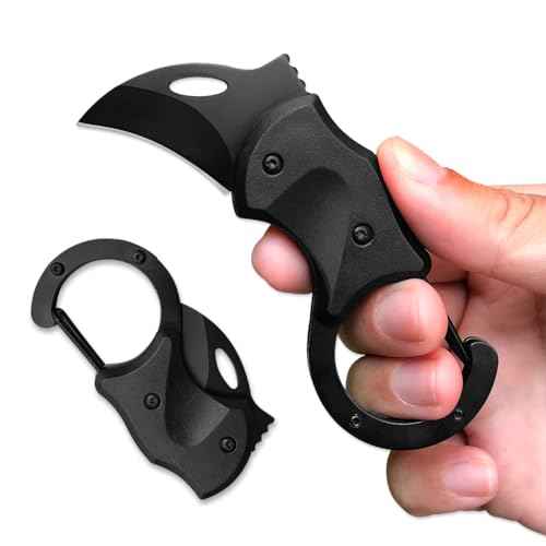 Small Pocket Knife for Men Women, Carabiner Mini Keychain EDC Gadgets Box Cutter Folding Knives for Indoors Outdoors, Gifts Stocking Stuffers for Him and Her