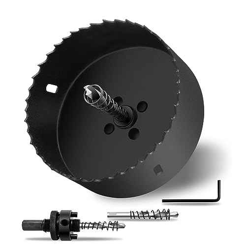 7" ?178mm Hole Saws with Heavy Duty Arbor HSS Bi-Metal Hole Cutter Drill Bit for Wood Cornhole Boards Plastic Drywall Metal Fiberboard(Black)