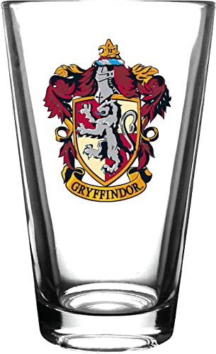 Harry Potter Pint Glass Set - Includes House Crests: Gryffindor, Slytherin, Hufflepuff, & Ravenclaw -16 oz. Capacity - Set of 4 Glasses