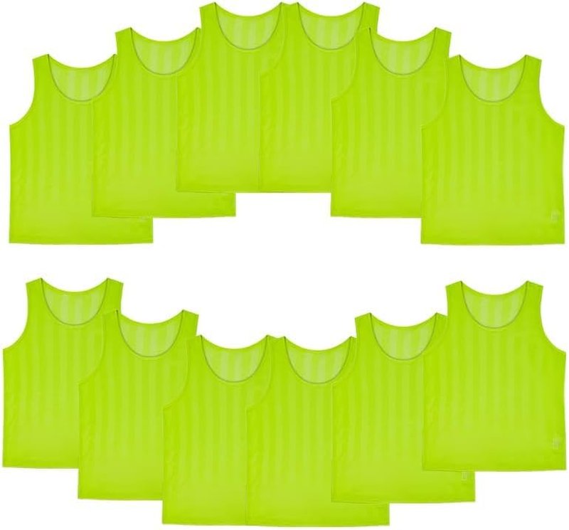 Soccer Jersey Pinnies - 12 Pack Scrimmage Vests for Kids & Adults | Team Practice Jerseys