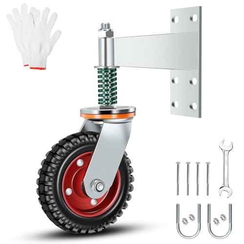 8 Inch Heavy Duty Fence Gate Wheel 600lb Capacity for Metal Tube Gates with 360 Degree Rotation Spring Loaded Caster Includes Screws and Screwdriver Durable Wheel for Smooth Gate Operation (Silver)