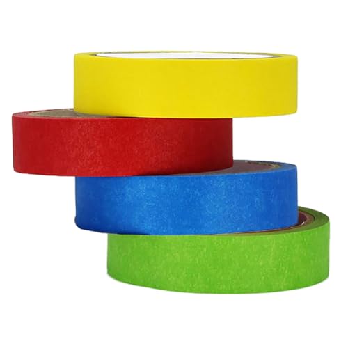 4 Rolls Colored Masking Tape, Washi Tape, 0.59 inch Wide by 22 Yard, Painters Tape for Arts & Crafts, School Projects, Labeling, Party Decorations
