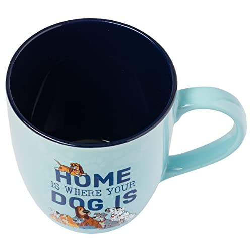 Silver Buffalo Disney Classics Dogs Home Is Where Your Dog Is Featuring 101 Dalmatians, Lady and the Tramp, The Fox and the Hound, and Oliver & Company Ceramic Mug, 18 Ounces