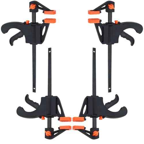 TAODAN 4PCS 4 Inch Trigger Quick Grip Clamps Bar Clamp Trigger Quick Grip Clamp Single Hand Ratchet Woodworking Clamp for Wood Bonding Processes