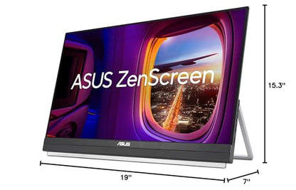 ASUS ZenScreen 16” Portable USB Monitor (MB169CK) - Full HD, IPS, Dual USB-C, Mini-HDMI, Eye Care, Flicker Free, Blue Light Filter, Anti-Glare Surface, 360° Kickstand, 3 yr Warranty