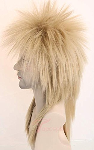 Topcosplay 70s 80s Wig for Women Men Couples Halloween Costumes Wig Rocking Punk Rocker Mullet Wig Blonde